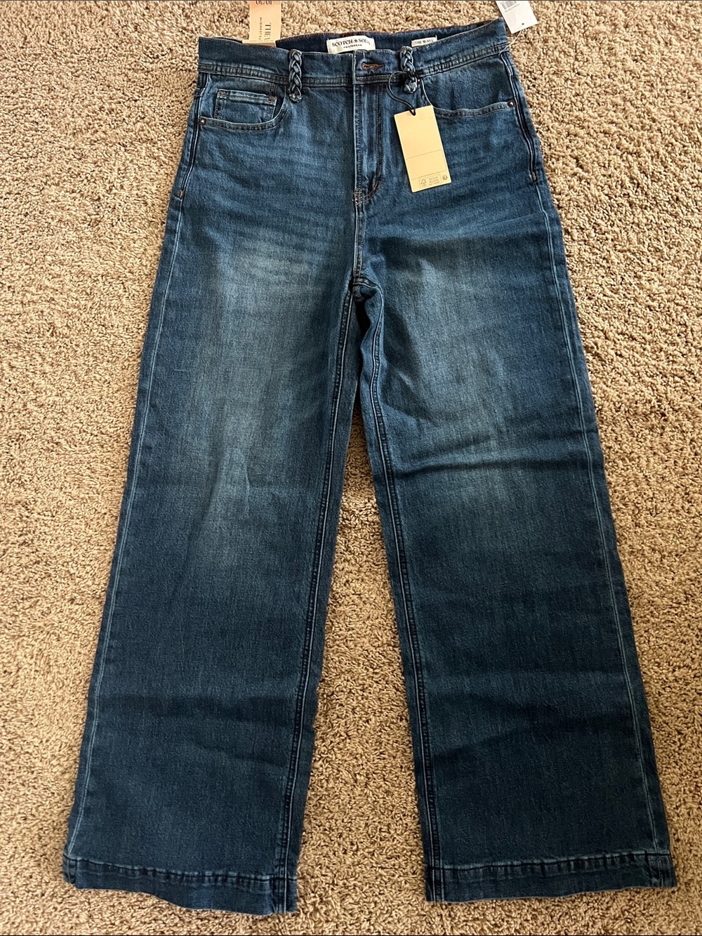 Scotch & Soda Women’s Highest Rise Wide Leg Jeans in Dark Wash Blue